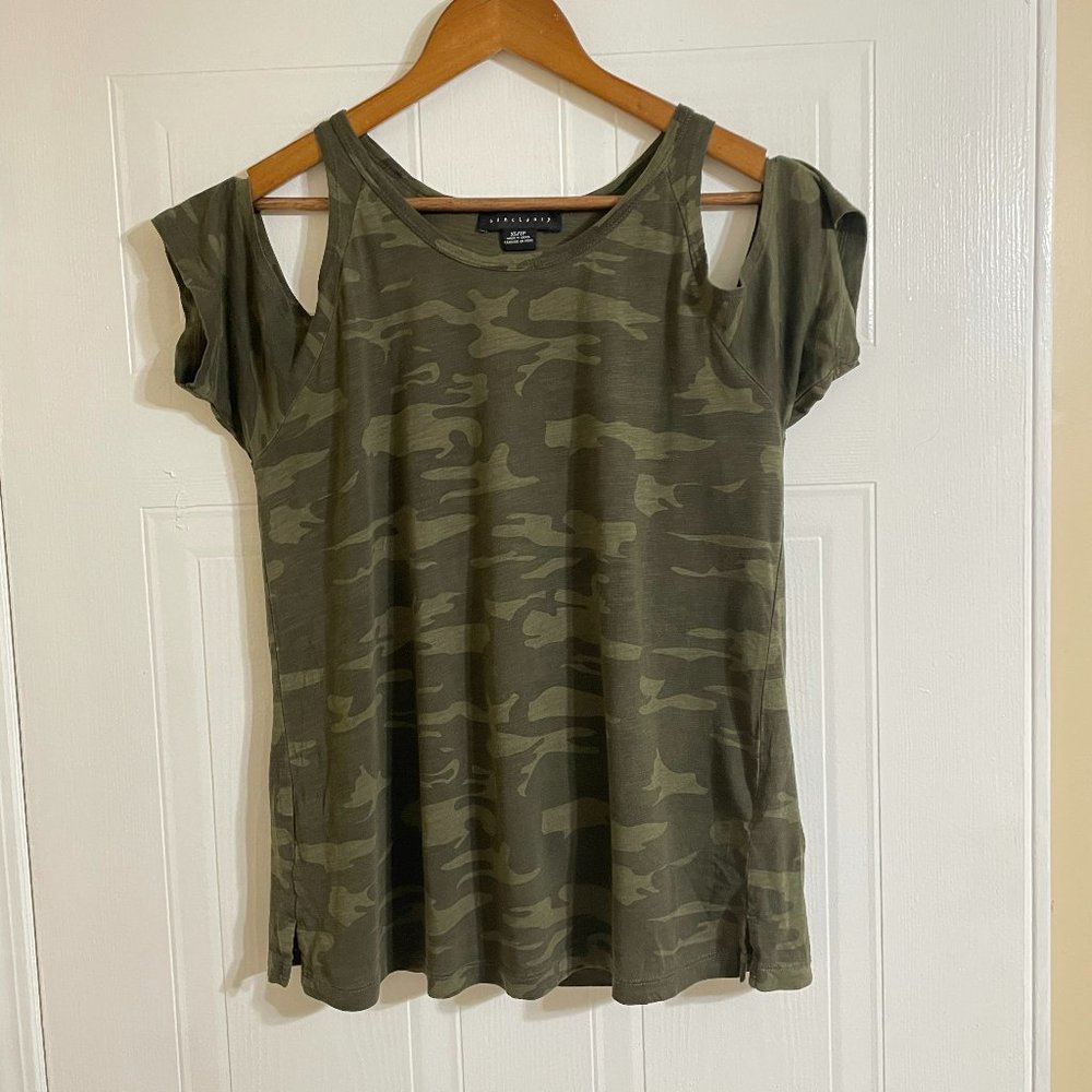 Sanctuary Military Camo Open Shoulder Shirt